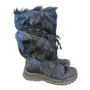 Vintage Winna Fur Apres Ski Boot Black Women size 10